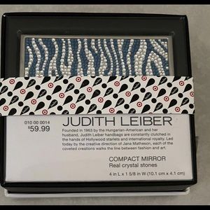Judith Leiber Blue Zebra Crystal Compact Mirror